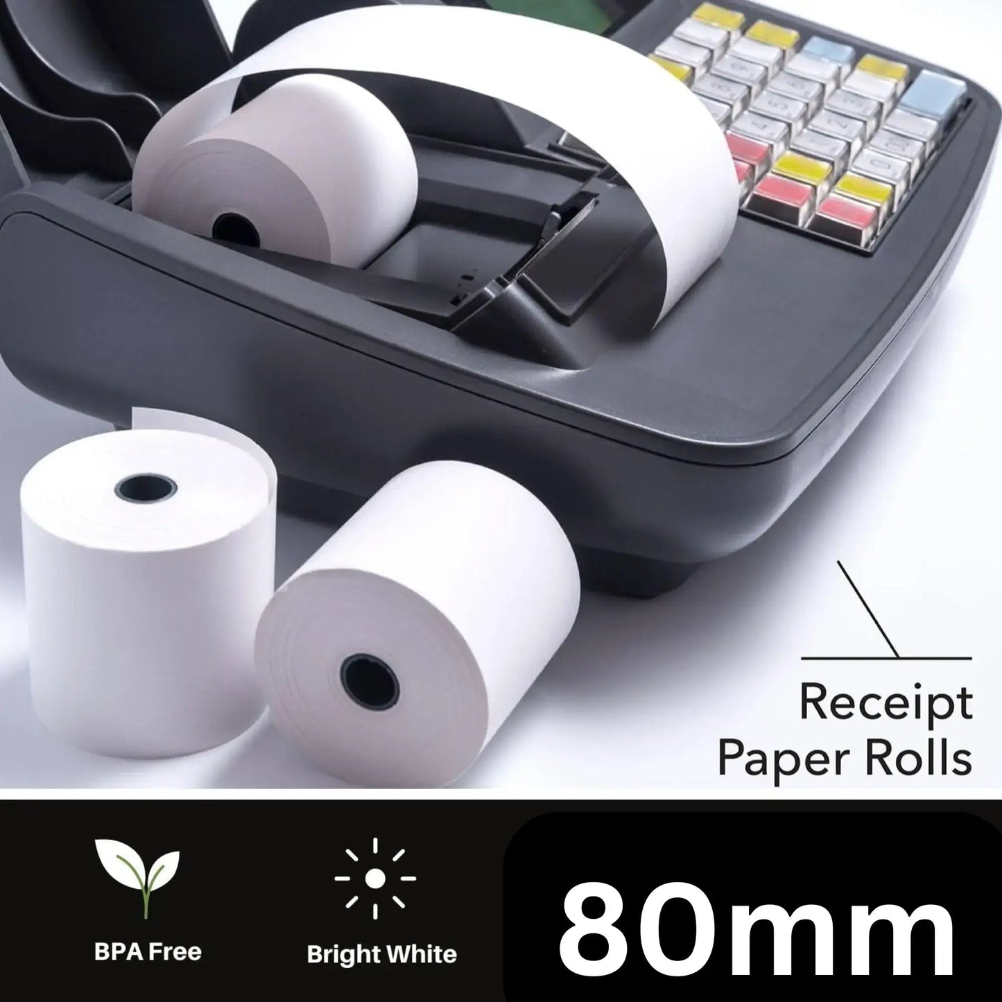 Thermal Rolls 80 x 80mm Receipt Paper 48GSM - (50 Rolls Box)